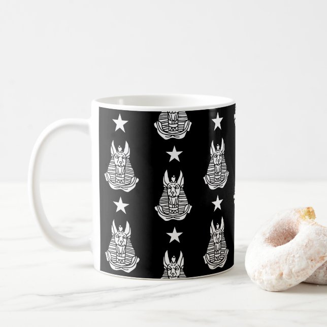 Taza De Café Anubis Antiguo Dios Egipcio (Con donut)