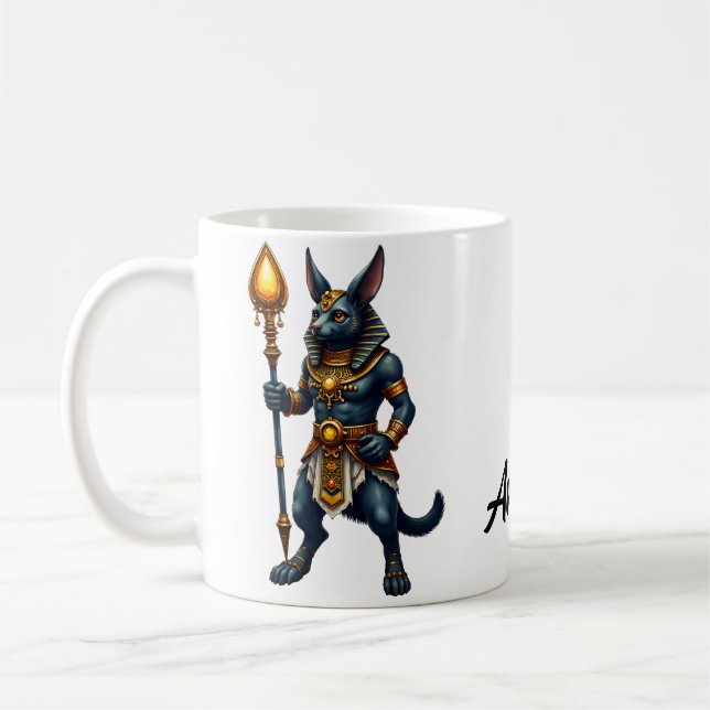 Taza De Café Anubis personalizado - Dios egipcio de la vida des (Izquierda)