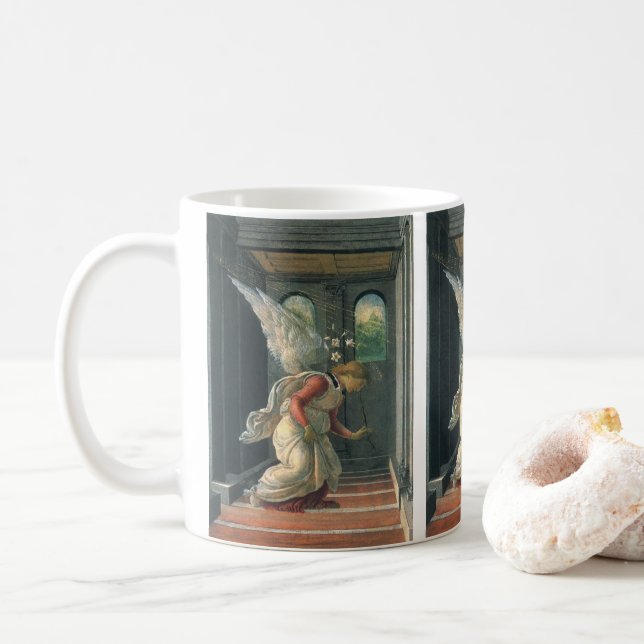 Taza De Café Anunciación (detalle de ángel) de Sandro Botticell (Con donut)