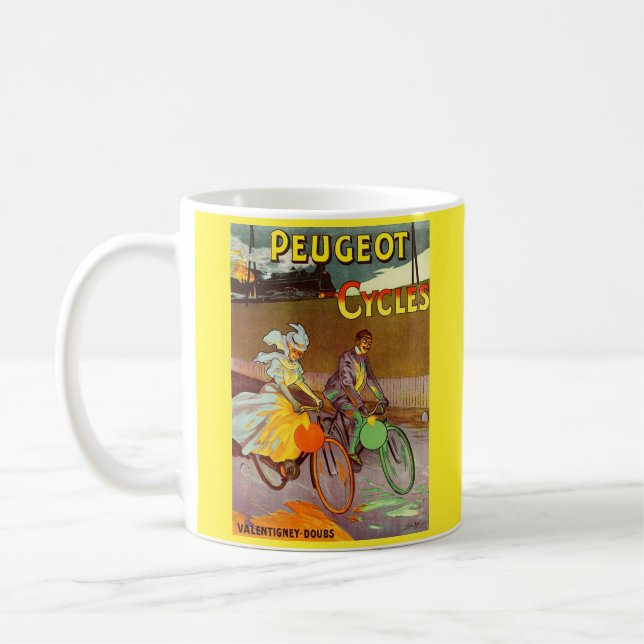 Taza De Café anuncio de bicicletas Peugeot de 1900 (Izquierda)