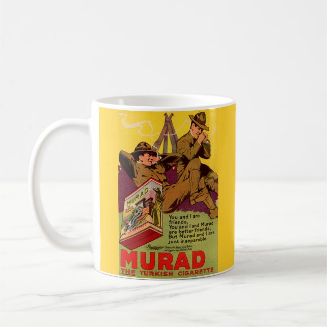 Taza De Café Anuncio de cigarrillos WWI Murad de 1918 (Izquierda)