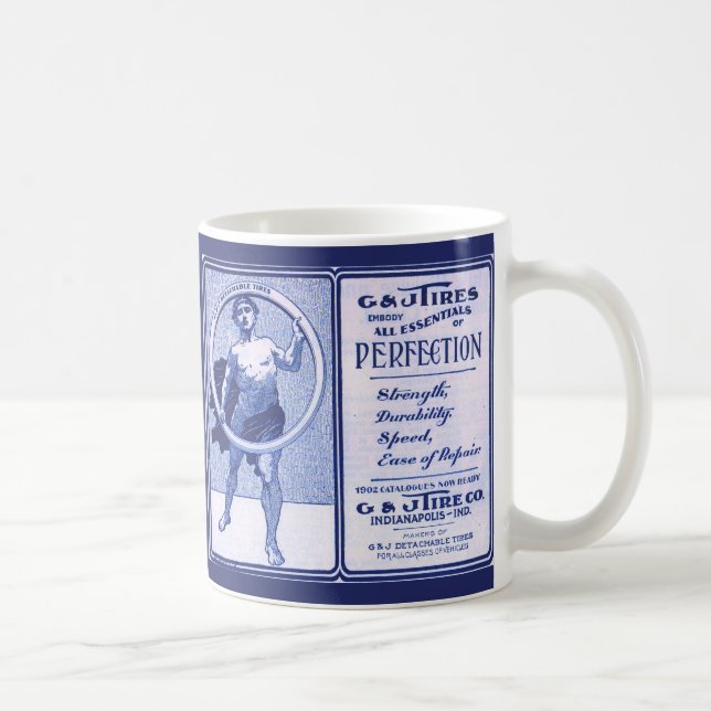 Taza De Café Anuncio de neumáticos G & J de 1902 (Derecha)