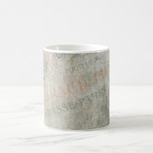 Taza De Café Anuncio de París sobre papel viejo y falso