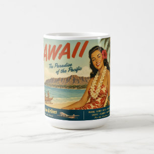 Taza De Café Anuncio de viaje hawaiano de estilo vintage