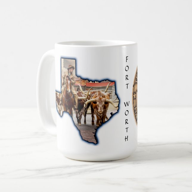 Taza De Café Anuncios de Fort Worth Stock Yards Texas Gráfico s (Anverso izquierdo)