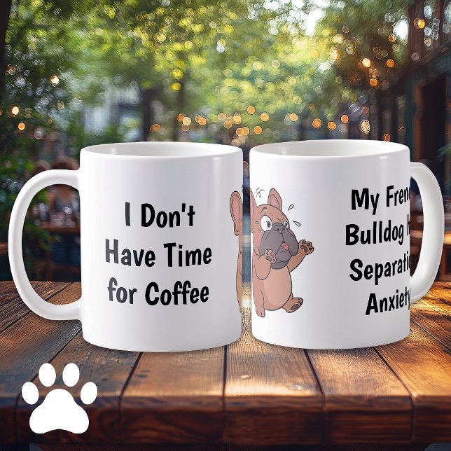 Taza De Café Anxious French Bulldog Cartoon Coffee Mug (French Bulldog Coffee Mug)