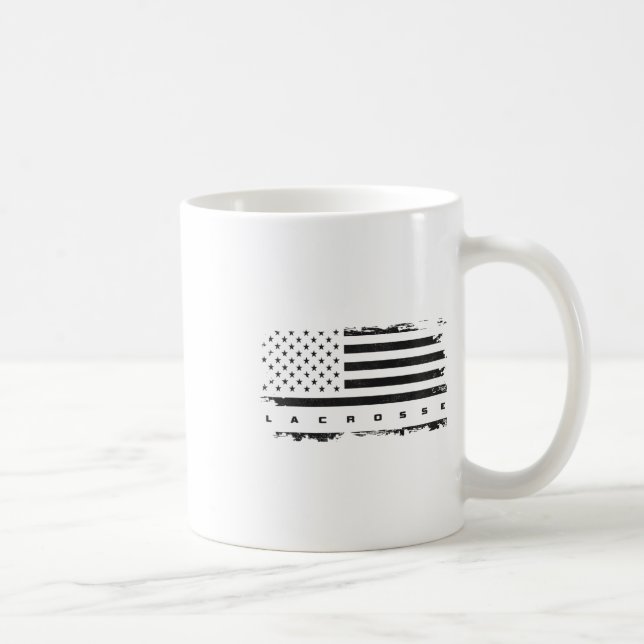 Taza De Café Aparato Lacrosse de la bandera estadounidense - La (Derecha)