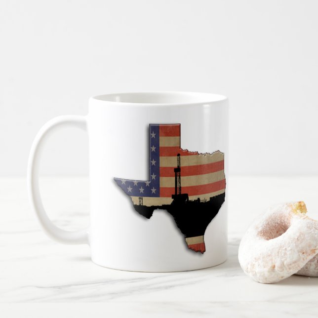 Taza De Café Aparejo patriótico de la perforación petrolífera (Con donut)