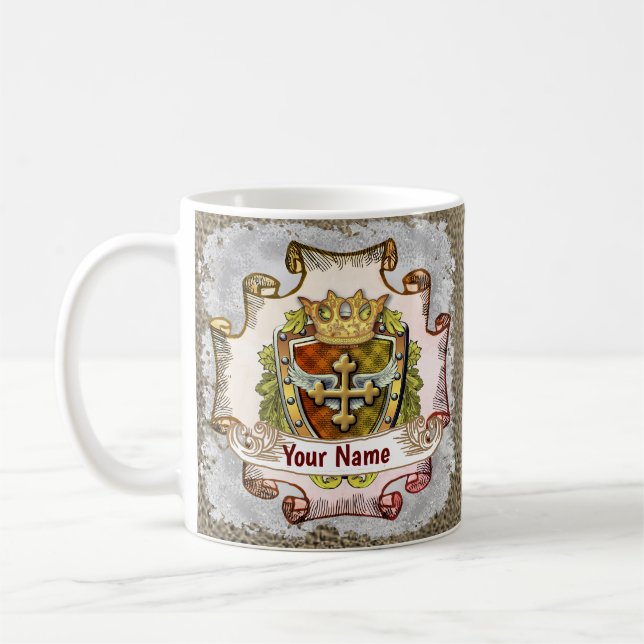 Taza De Café Apellido de cresta de familia cruzada (Izquierda)