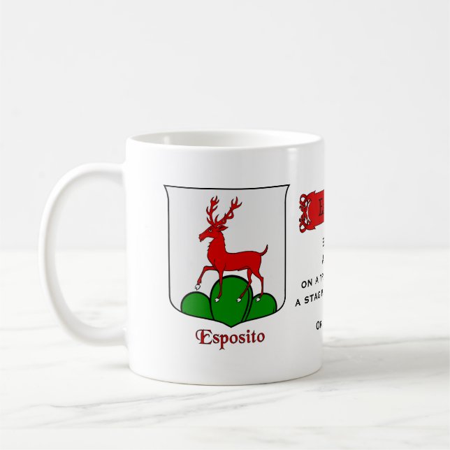 Taza De Café Apellido italiano Esposito Escudo heráldico en Bla (Izquierda)