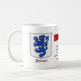 Taza De Café Apellido italiano Ferrari Escudo heráldico y Blazo