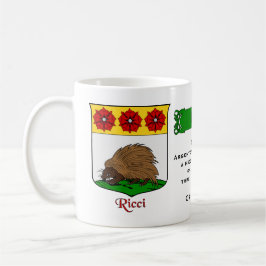 Taza De Café Apellido italiano Ricci Heraldic Shield y Blazon