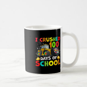 Taza De Café Aplasté 100 Días De Excavato De Construcción Escol