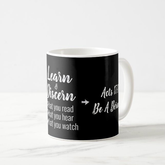 Taza De Café Apologética Biblia bereana Verse Script (Anverso derecho)