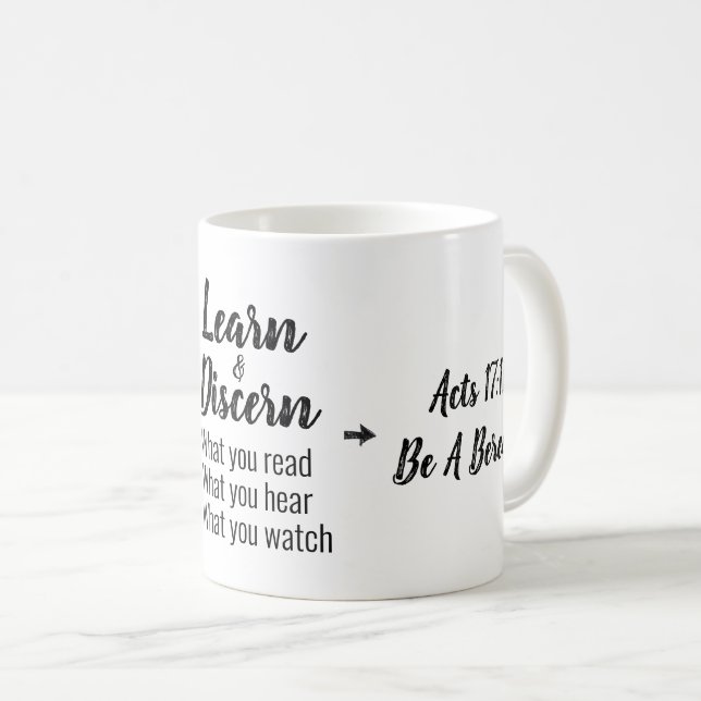 Taza De Café Apologética Biblia bereana Verse Script (Anverso derecho)