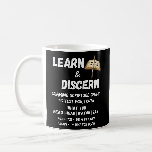 Taza De Café Apología Berean Learn & Discerth Truth Scripture (Izquierda)