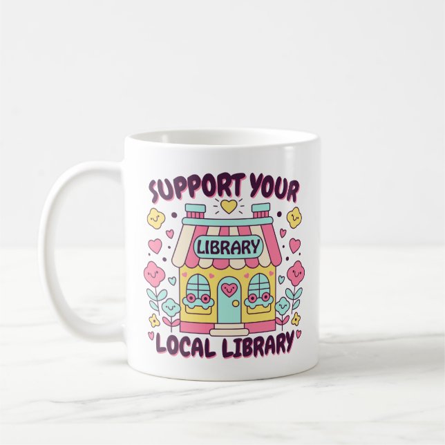 Taza De Café Apoya a tu Biblioteca Local (Izquierda)