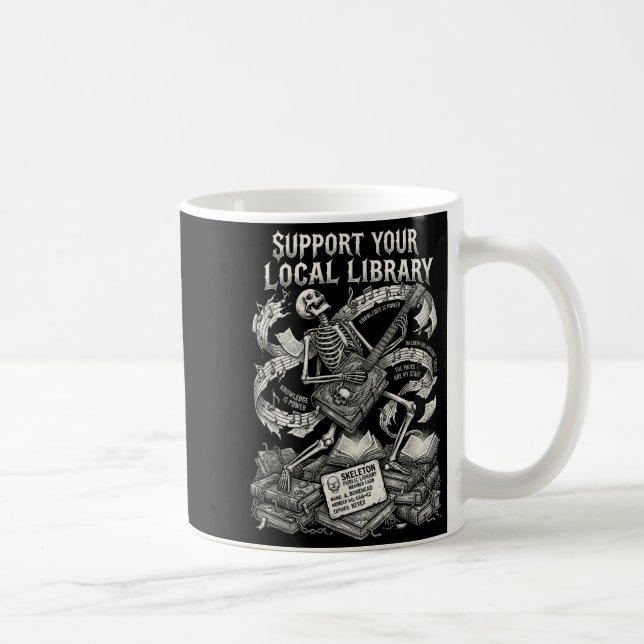 Taza De Café Apoya el libro gótico de tu biblioteca local (Derecha)