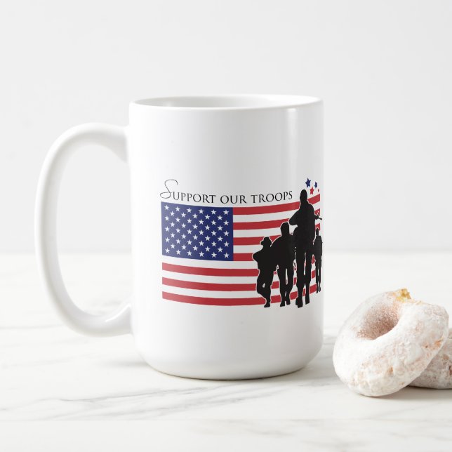 Taza De Café Apoyar a nuestras tropas (Con donut)
