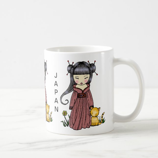 Taza De Café Apoyar al Chica Mug Kimono de Japón (Derecha)