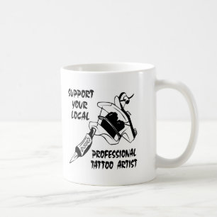 Taza De Café Apoye a su artista profesional local del tatuaje
