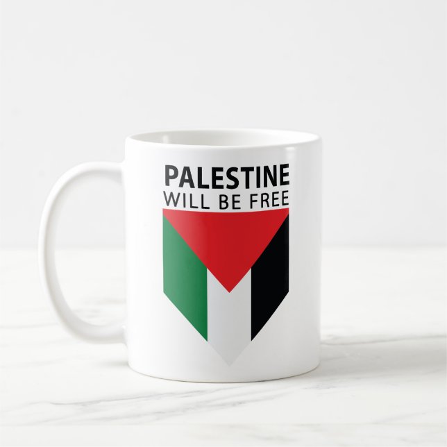 Taza De Café Apoyen Palestina, Bandera y Árbol de Olivos (Izquierda)