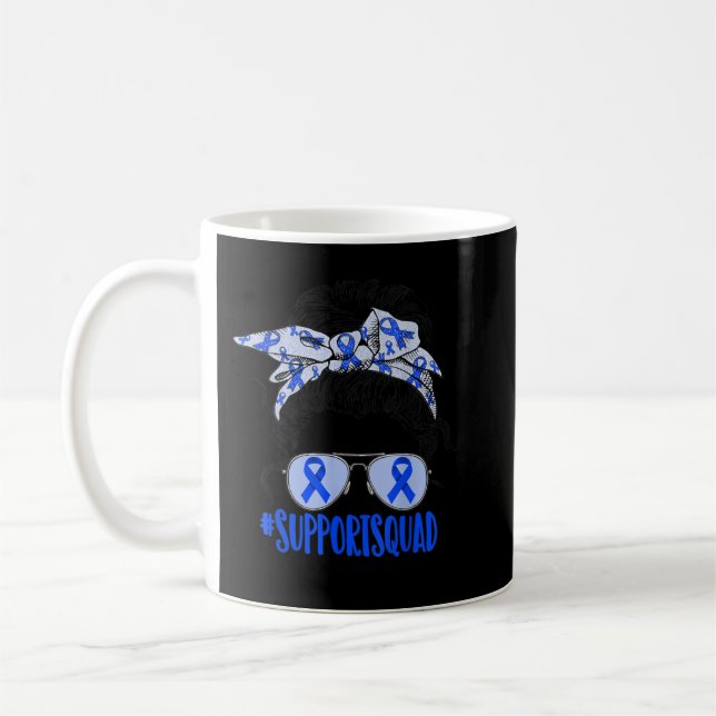 Taza De Café Apoyo a Squad Messy Bun Blue Diabetes Sensibilizac (Izquierda)