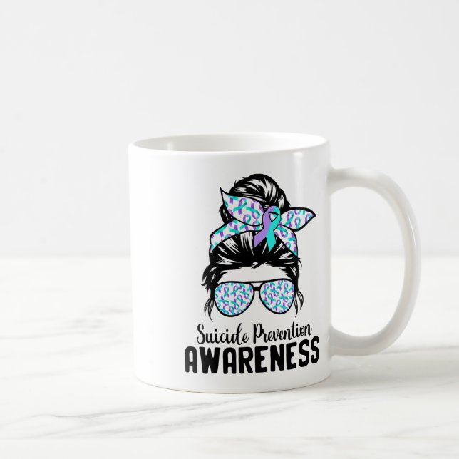 Taza De Café Apoyo a Squad Messy Bun Suicide Prevención Awarene (Derecha)