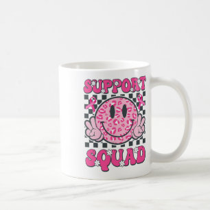 Taza De Café Apoyo Squad Smile Face Pink Mama Cancer Awaren