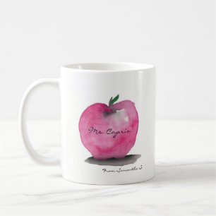 Taza De Café Apple con nombre de profesor, de estudiante, perso