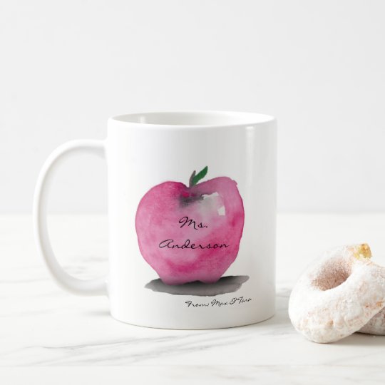 Taza De Café Apple con nombre del profesor, del estudiante,