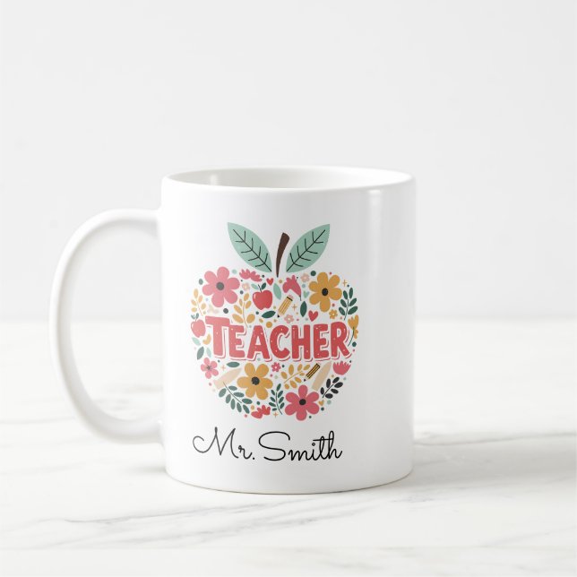 Taza De Café Apple Mug para profesores - Apple roja clásica (Izquierda)
