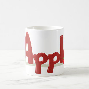 Taza De Café Apple Word Art con manzanas rojas y verdes