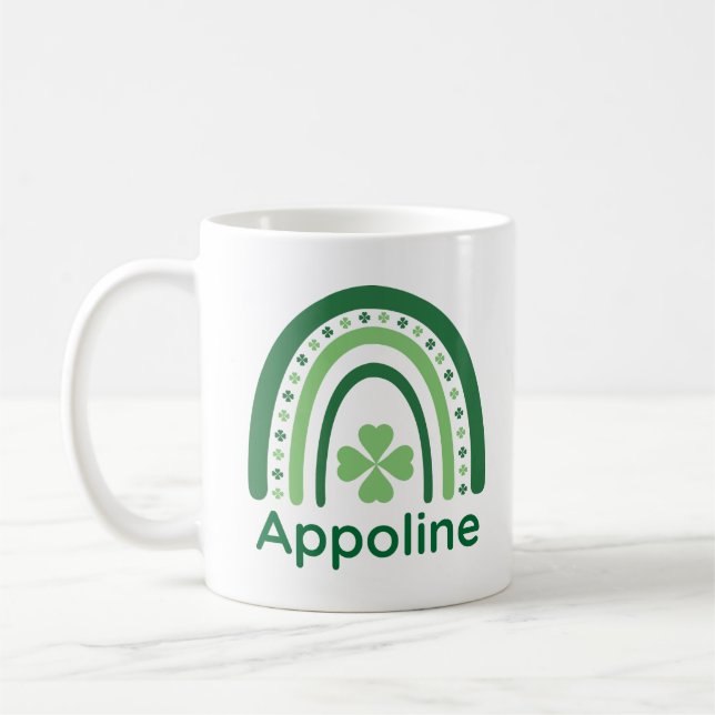 Taza De Café Appoline Name Clover Boho Rainbow (Izquierda)