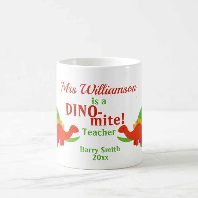 Taza De Café Apreciación de docente de dinosaurios Dino-mite (Centro)