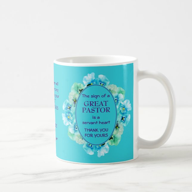 Taza De Café Apreciación del Pastor Floral Azul (Derecha)