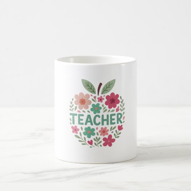 Taza De Café Apreciación del profesor de Apple Floral (Centro)