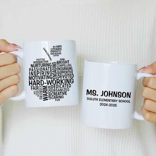 Taza De Café Apreciación del profesor negro Typograhy Apple (Subido por el creador)