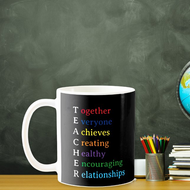 Taza De Café Apreciación divertida del profesor de acrónimo (Teacher Acronym Fun Teacher Appreciation Coffee Mug)