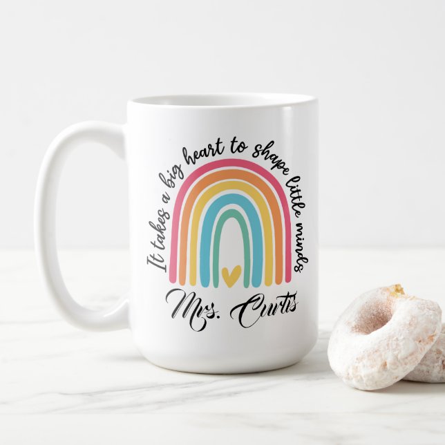 Taza De Café Apreciación docente toma forma un gran corazón (Con donut)