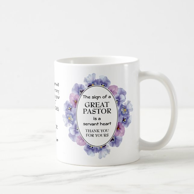 Taza De Café Apreciación personalizada del Pastor Floral Blanco (Derecha)