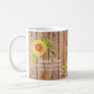 Taza De Café Apreciación Rústica de los profesores de girasol a