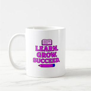 Taza De Café Aprende. Crecer. Logro. Motivador