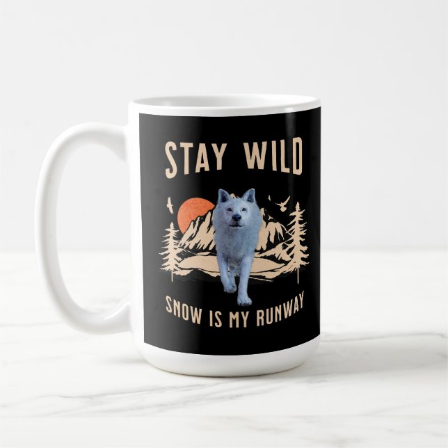 Taza De Café Après Ski Snow Runway Wolf Art (Izquierda)