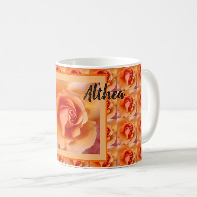 Taza De Café Apricot Rosa Flower Close Photo (Anverso derecho)