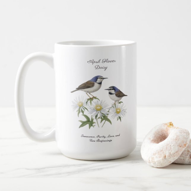 Taza De Café April Birth Month Flower Daisy Apreciado cumpleaño (Con donut)