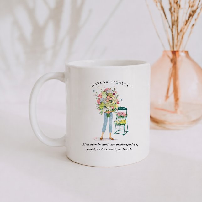 Taza De Café April Birth Month Girl | Monogram  (Subido por el creador)