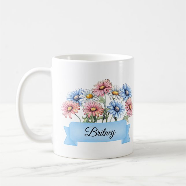 Taza De Café April Birthday Personalizado Daisy Birthday (Izquierda)