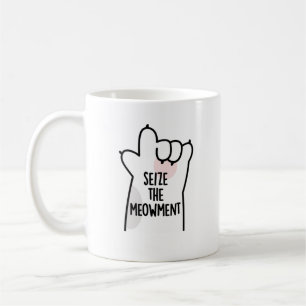 Taza De Café Aprovecha El Meowmento Gato Pun Positivo