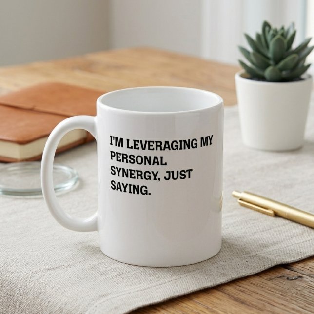 Taza De Café Aprovechamiento de Sinergia Personal con Frase Div (Subido por el creador)